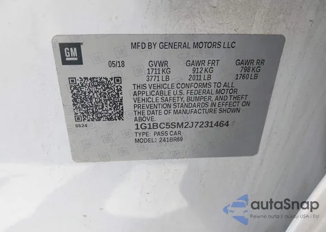 2018 Chevrolet Cruze Ls Auto from USA, damaged, VIN 1G1BC5SM2J7231464